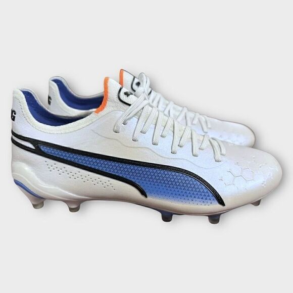 Puma King Ultimate Fg/Ag White Blue Soccer Cleats Womens size 8 107262-01 New - Picture 6 of 10